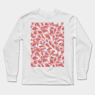 Minimalist Leaf Line Art Illustration as a Seamless Surface Pattern Design Long Sleeve T-Shirt